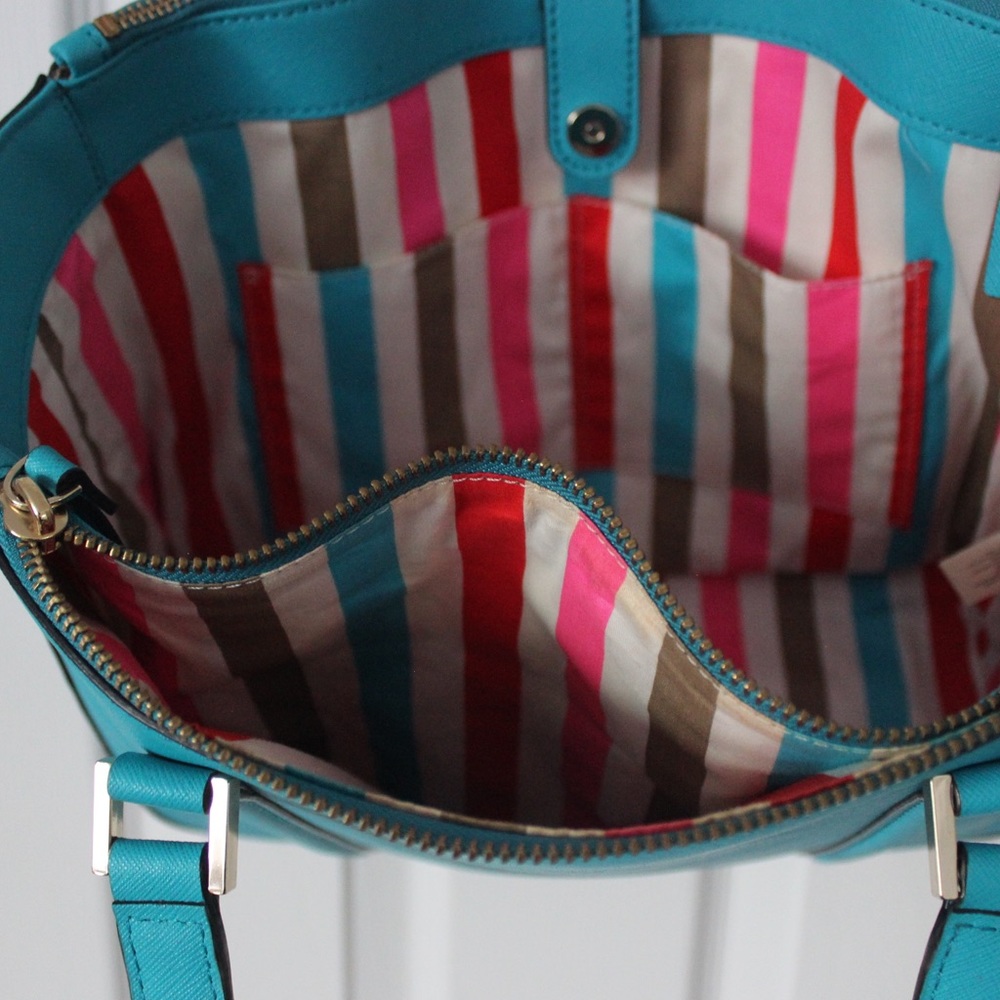 Kate Spade - Sky Newbury Lane Briar Leather Tote - Blue - Stripe Interior - Picture 2 of 6